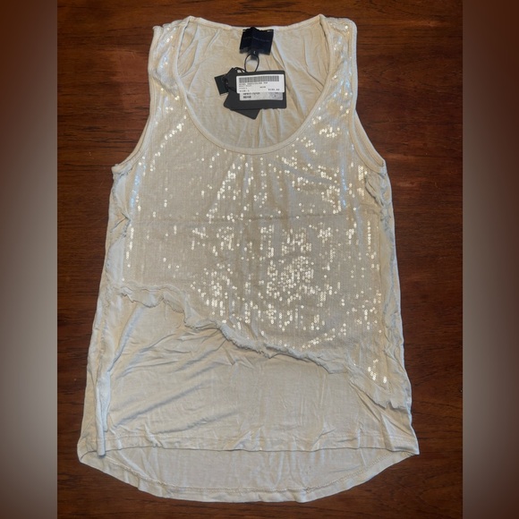 Hotel Particulier Tops - Sequin Embellished Silver Tank Top